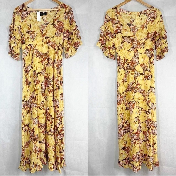 byTiMO Georgette Floral Ruffle Midi dress - Picture 1 of 12